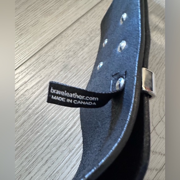 Brave Leather Belt Sz 30 Black Silver Stud Statement Made In Canada Punk Grunge main image 5